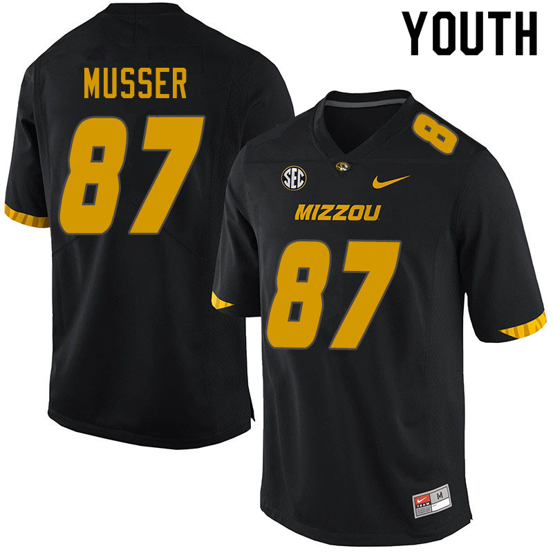 Youth #87 Cade Musser Missouri Tigers College Football Jerseys Sale-Black - Click Image to Close